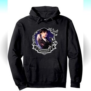 Wednesday Nevermore Frame Pullover Hoodie with kangaroo pouch